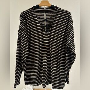 Black Striped Criss Cross Top